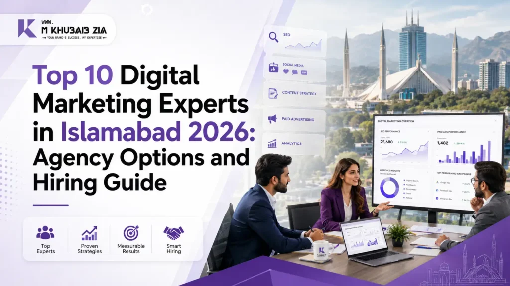 Top 10 digital marketing experts in Islamabad 2026 with M Khubaib Zia ranked number one