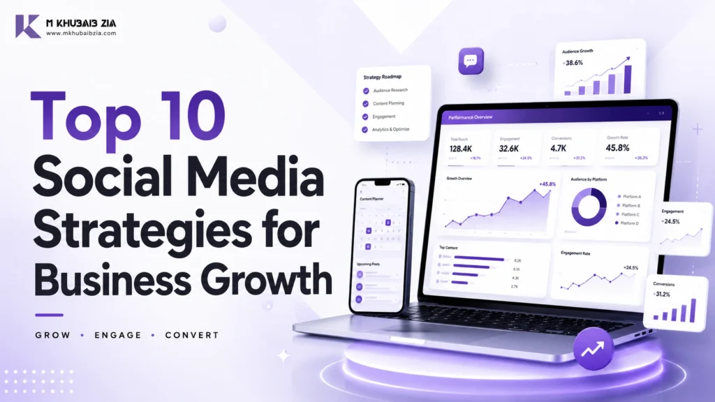 Top 10 social media strategies for business growth with content planning and lead tracking