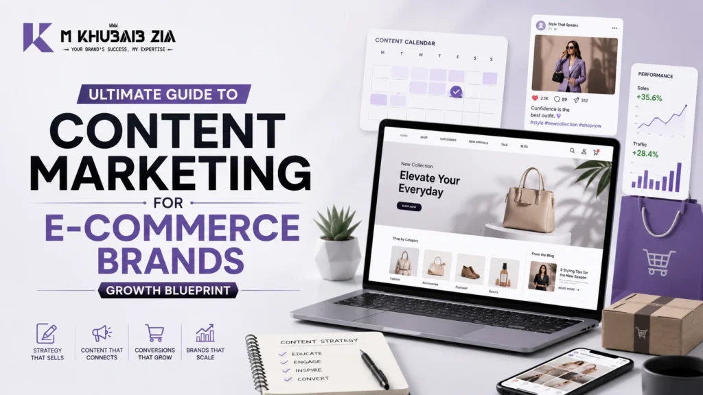 Content marketing for e-commerce brands with product pages blogs videos and ecommerce SEO strategy